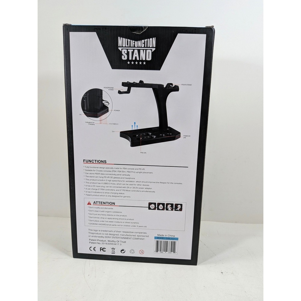 SkyWin Multifunction Stand Black for‎ PS4/PS4 Slim/PS4Pro/PSVR W/Charging Cooler - Picture 2 of 7